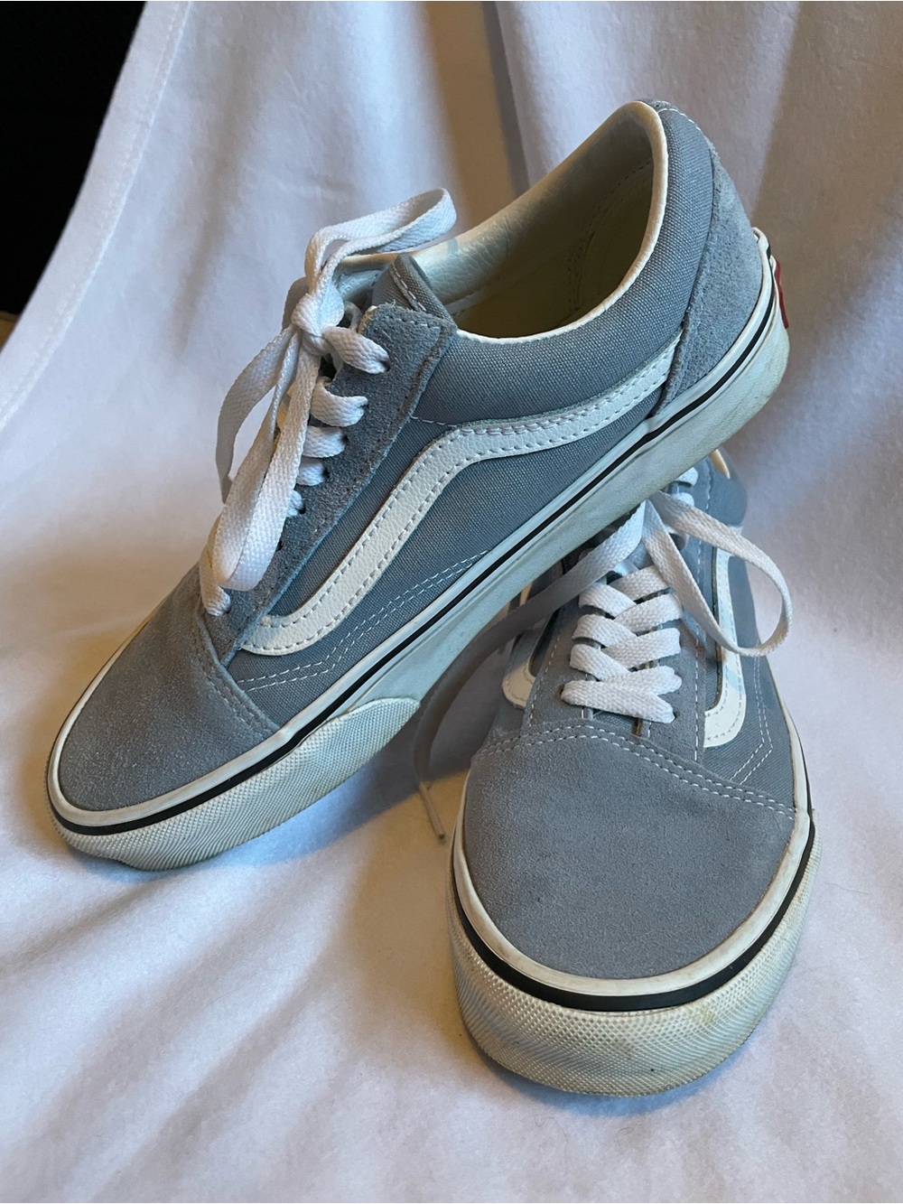 Vans Old Skool Low-Top Sneakers in Light Blue and White